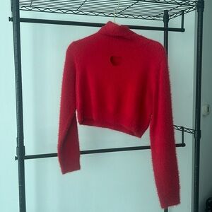 Red Heart Cut Out Turtleneck